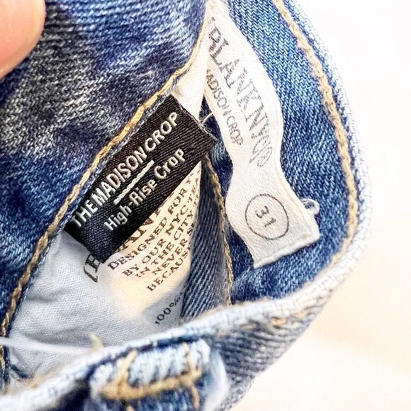 Blank NYC Womens Blue Distressed High Rise The Madison Cropped Jeans Size 31 - Picture 4 of 6